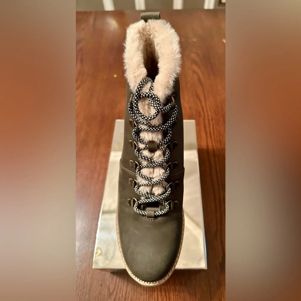 TOMS Melrose!❄️wedge bootie/Tarmac Olive Nubuck/water resistant🌧️/size-8 - Picture 6 of 15